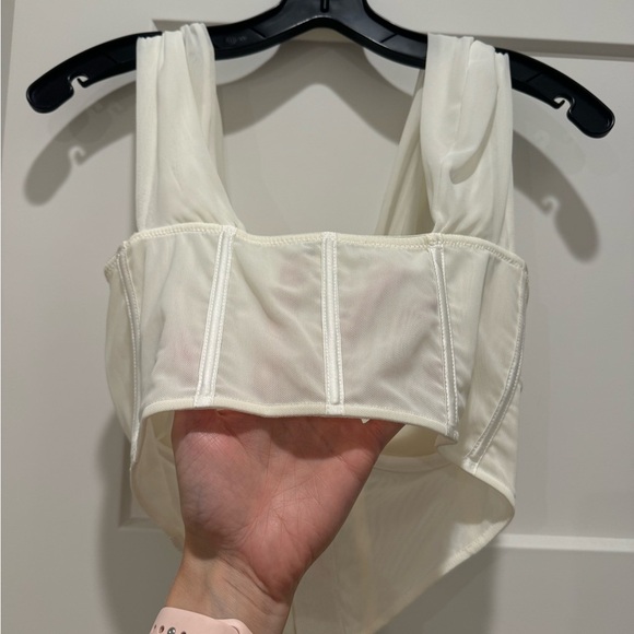 FashionNova Totally Boned Mesh Corset Top, Color Bone, Size Small - Picture 6 of 7